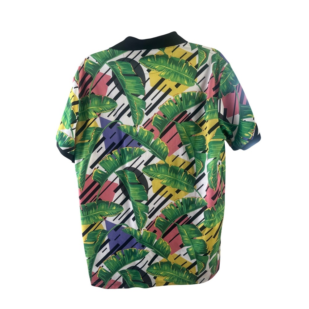 Black Pyramid Mens Tropical Banana Leaf Polo Shirt Multicolor Streetwear Medium - Picture 2 of 8